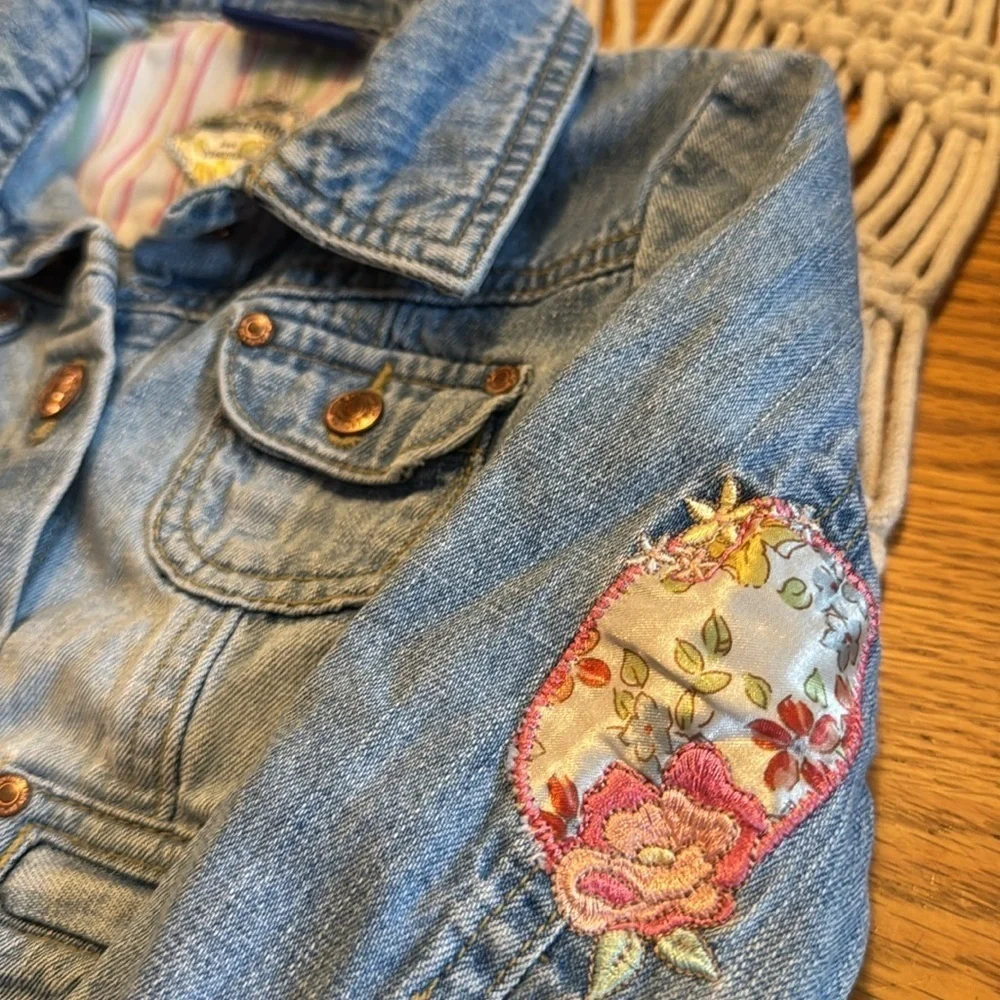 OshKosh B'gosh Genuine Kids denim Jean Jacket with Floral Embroidery size 24 mos